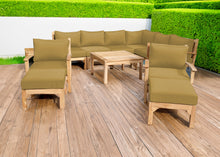 12 pc Huntington Teak Sectional Seating Group with 36" Chat Table. Sunbrella Cushion.