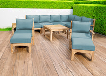 12 pc Huntington Teak Sectional Seating Group with 36" Chat Table. Sunbrella Cushion.