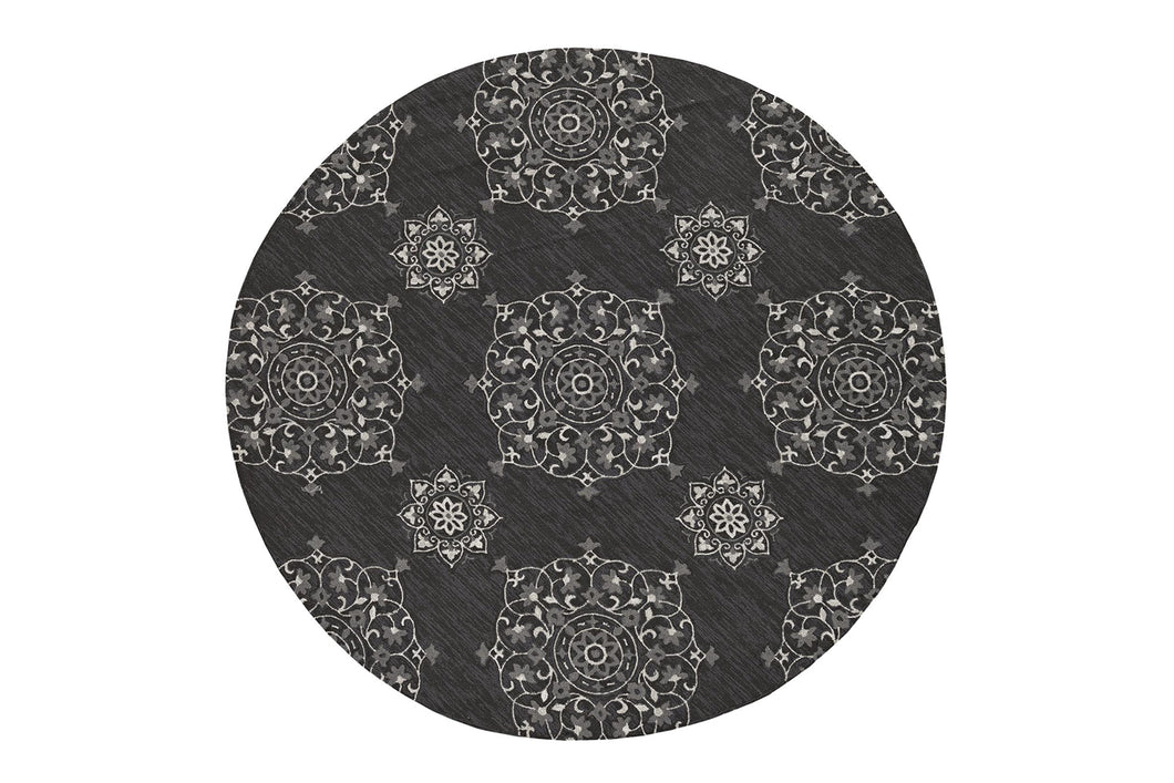 KAS Harbor Charcoal Courtyard Round Indoor/Outdoor Rug