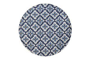 KAS Harbor Ivory/Blue Mosaic Round Indoor/Outdoor Rug
