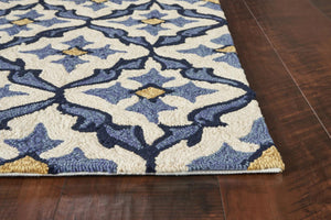 KAS Harbor Ivory/Blue Mosaic Indoor/Outdoor Rug