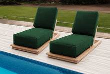 Set of 2 Hermosa Teak Outdoor Chaise Lounger. Sunbrella Cushion.