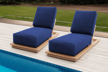 Set of 2 Hermosa Teak Outdoor Chaise Lounger. Sunbrella Cushion.