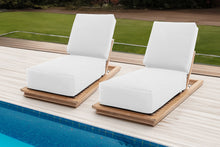 Set of 2 Hermosa Teak Outdoor Chaise Lounger. Sunbrella Cushion.