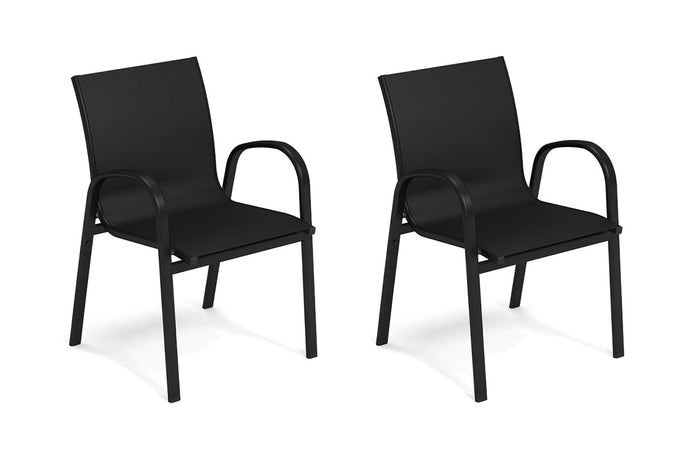 EMU Holly Stackable Aluminum Dining Arm Chair Set