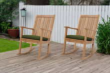 Set of 2 Huntington Teak High Back Rocking Chair. Sunbrella Cushion.