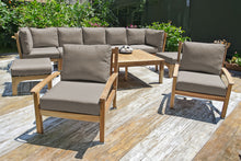 10 pc Huntington Teak Outdoor Seating Group with 42"x72" Chat Table. Sunbrella Cushion.