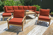 10 pc Huntington Teak Outdoor Seating Group with 42"x72" Chat Table. Sunbrella Cushion.