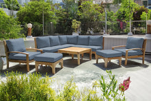 10 pc Huntington Teak Sectional Seating Group with 36" Chat Table. Sunbrella Cushion.