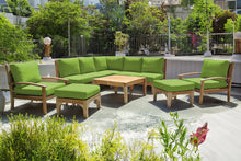 10 pc Huntington Teak Sectional Seating Group with 36" Chat Table. Sunbrella Cushion.