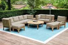 11 pc Huntington Teak Deep Seating Set with 52" Chat Table. Sunbrella Cushion.