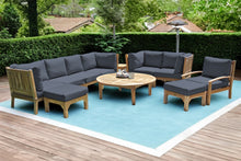 11 pc Huntington Teak Deep Seating Set with 52" Chat Table. Sunbrella Cushion.