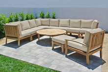 11 pc Huntington Teak Sectional Seating Group with 52" Chat Table. Sunbrella Cushion.