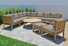 11 pc Huntington Teak Sectional Seating Group with 52" Chat Table. Sunbrella Cushion.