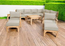 12 pc Huntington Teak Sectional Seating Group with 36" Chat Table. Sunbrella Cushion.