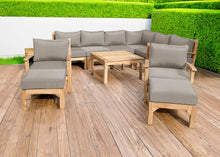 12 pc Huntington Teak Sectional Seating Group with 36" Chat Table. Sunbrella Cushion.