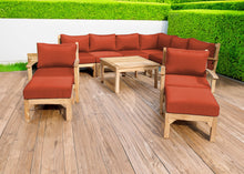 12 pc Huntington Teak Sectional Seating Group with 36" Chat Table. Sunbrella Cushion.