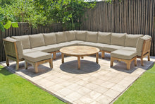 12 pc Huntington Teak Sectional Seating Group with 52" Chat Table. Sunbrella Cushion.