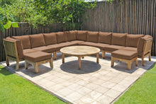 12 pc Huntington Teak Sectional Seating Group with 52" Chat Table. Sunbrella Cushion.