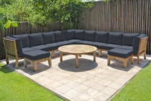 12 pc Huntington Teak Sectional Seating Group with 52" Chat Table. Sunbrella Cushion.