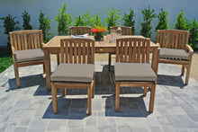 7 pc Huntington Teak Dining Set with 72" Rectangle Dining Table. Sunbrella Cushion.