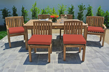 7 pc Huntington Teak Dining Set with 72" Rectangle Dining Table. Sunbrella Cushion.