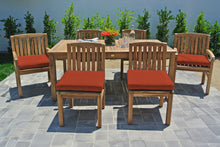 7 pc Huntington Teak Dining Set with 72" Rectangle Dining Table. Sunbrella Cushion.