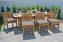 9 pc Huntington Teak Dining Set with Expansion Table. Sunbrella Cushion.