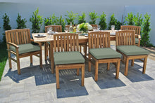 9 pc Huntington Teak Dining Set with Expansion Table. Sunbrella Cushion.