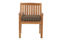 Set of 2 Huntington Teak Outdoor Dining Arm Chair. Sunbrella Cushion.