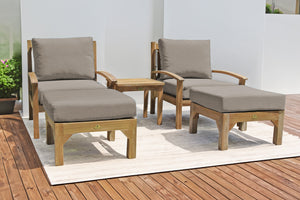 5 pc Huntington Teak Club Chair Chat Group. Sunbrella Cushion.