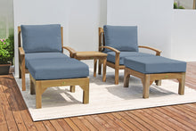 5 pc Huntington Teak Club Chair Chat Group. Sunbrella Cushion.