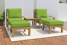 5 pc Huntington Teak Club Chair Chat Group. Sunbrella Cushion.