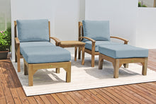 5 pc Huntington Teak Club Chair Chat Group. Sunbrella Cushion.