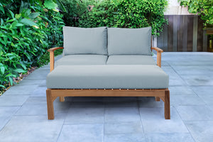 2 pc Huntington Teak Deep Seating Loveseat Daybed. Sunbrella Cushion.