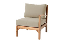 Huntington Teak Outdoor Right Arm Chair. Sunbrella Cushion