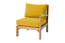 Huntington Teak Outdoor Right Arm Chair. Sunbrella Cushion