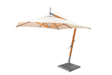 Bambrella 8.5' Square Sirocco Side Wind Bamboo Manual Lift Cantilever Umbrella
