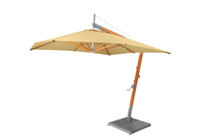 Bambrella 8.5' Square Sirocco Side Wind Bamboo Manual Lift Cantilever Umbrella