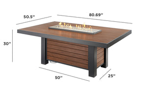 Outdoor Greatroom KW-1242-K Kenwood Linear Dining Height Gas Fire Pit Table