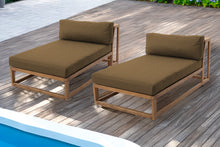 Set of 2 Laguna Teak Outdoor Chaise Lounger. Sunbrella Cushion.