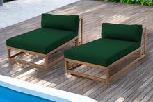 Set of 2 Laguna Teak Outdoor Chaise Lounger. Sunbrella Cushion.