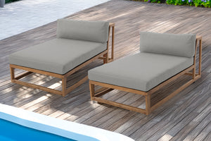 Set of 2 Laguna Teak Outdoor Chaise Lounger. Sunbrella Cushion.