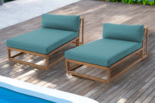 Set of 2 Laguna Teak Outdoor Chaise Lounger. Sunbrella Cushion.