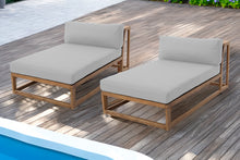 Set of 2 Laguna Teak Outdoor Chaise Lounger. Sunbrella Cushion.