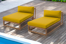 Set of 2 Laguna Teak Outdoor Chaise Lounger. Sunbrella Cushion.