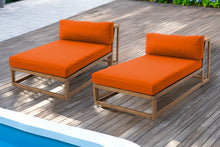 Set of 2 Laguna Teak Outdoor Chaise Lounger. Sunbrella Cushion.