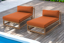 Set of 2 Laguna Teak Outdoor Chaise Lounger. Sunbrella Cushion.