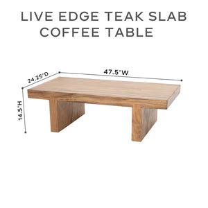 Live Edge Teak Slab Coffee Table