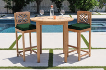 3 pc Monterey Teak Bar with 40" Round Bar Table. Sunbrella Cushion.